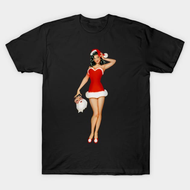 Pin Up-Christmas Red T-Shirt by Bootyfreeze